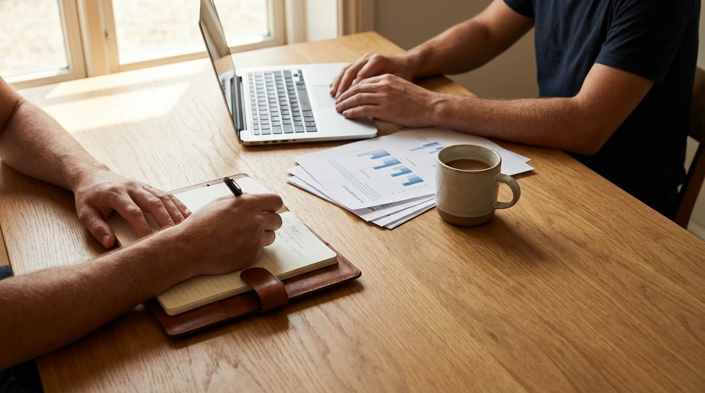 Deux collaborateurs travaillant ensemble — équipe Op-Time